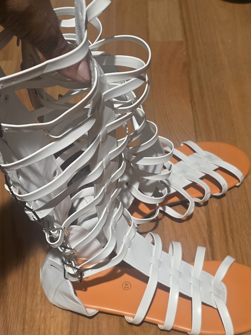 White Strappy Gladiator Sandals - Women